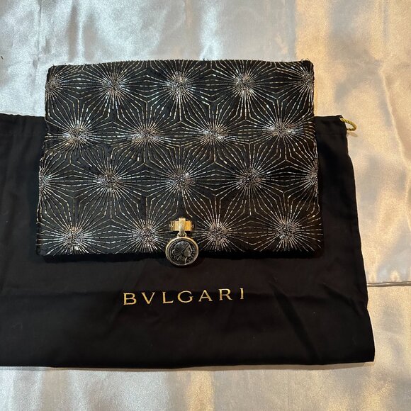 Stunning Authentic BVLGARI MONETE Black & Gold Beaded Clutch - Picture 7 of 14